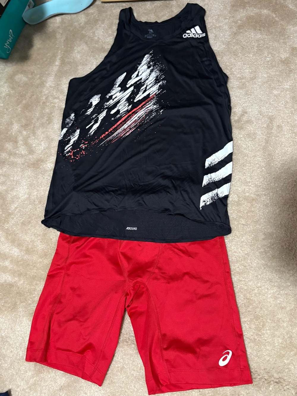Adidas Sub 2 Men's Racing Singlet Graphic dryfit Running Tank Top & Half-Tights